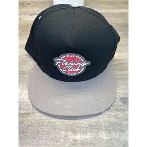 The Mad Hueys Adjustable Snapback Flat Bill Baseball Cap Fishing Club Black Gray